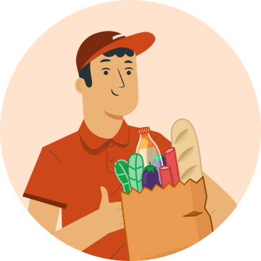 Illustration of a Shopper holding a shopping bag